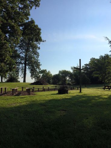 Seating area with cross